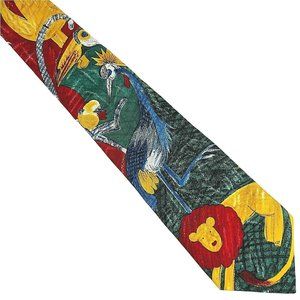 World Wildlife Fund Silk Tie WWF Lion Monkey Toucan Camel Zebra USA Necktie